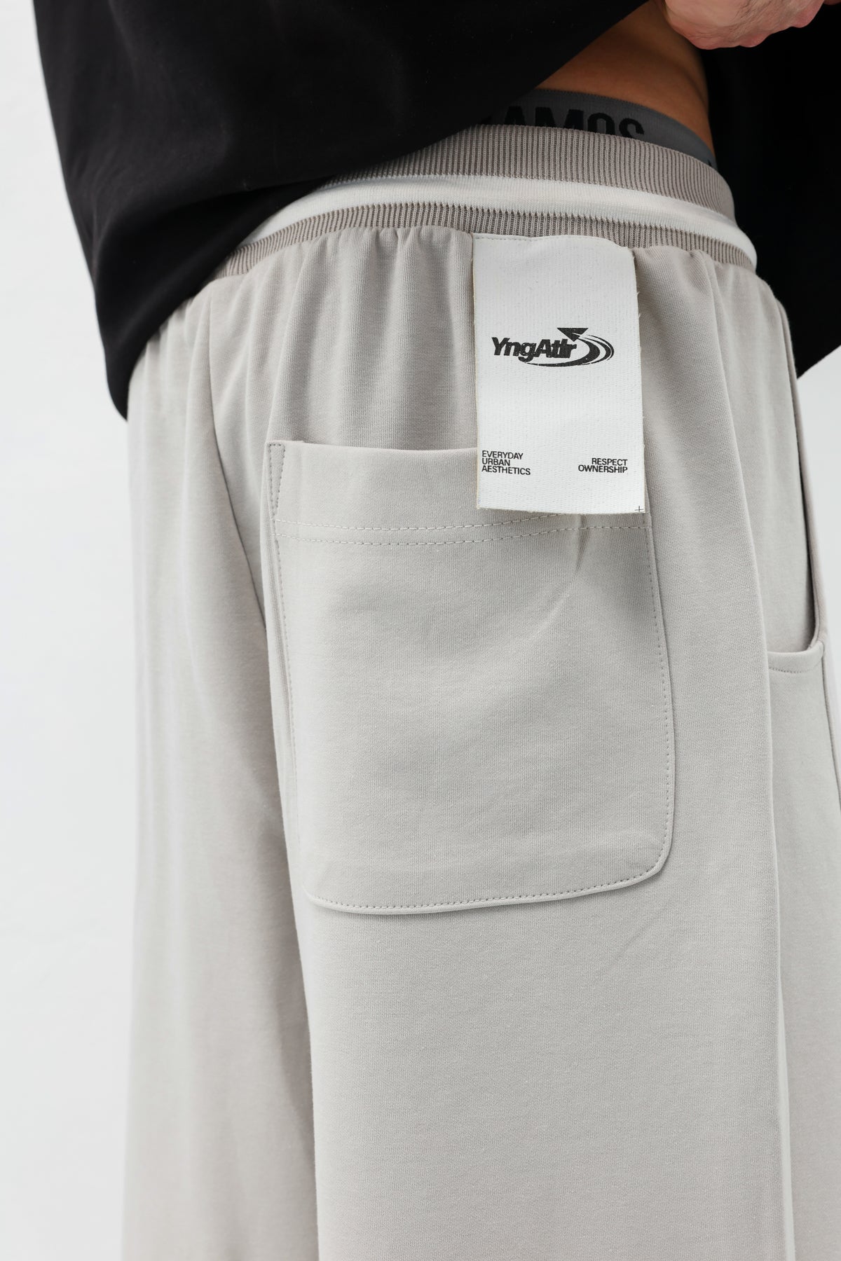 Bağcıklı Baggy Fit Eşofman Alt Buz Gri