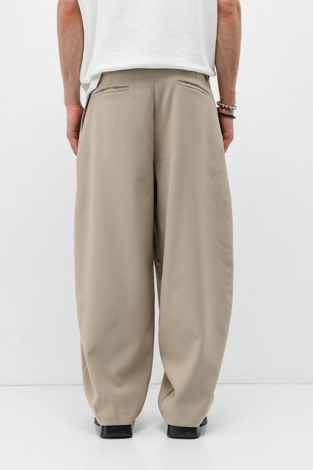 Barrel Fit Tailored Pantolon Bej