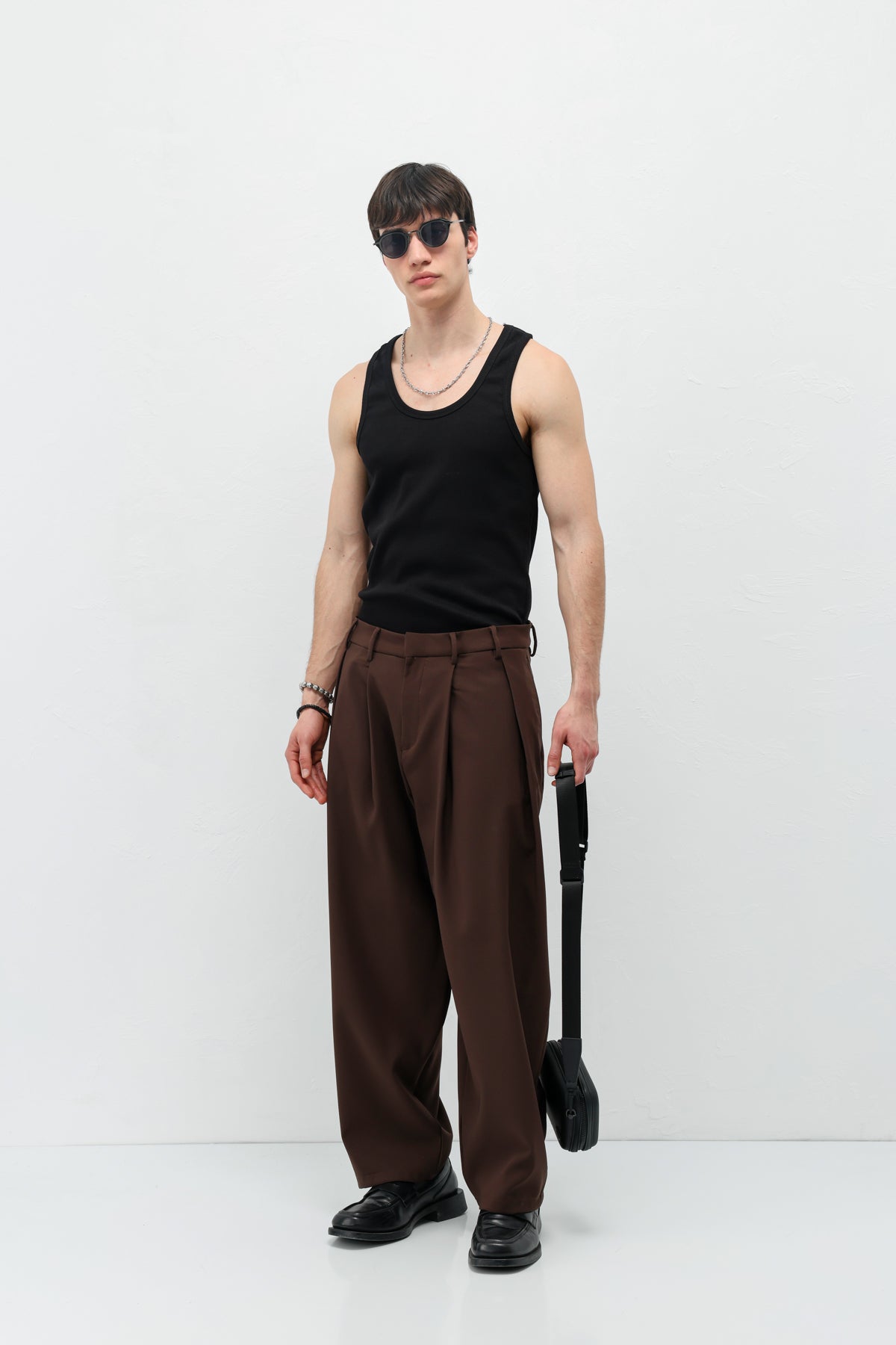Barrel Fit Tailored Pantolon Kahve