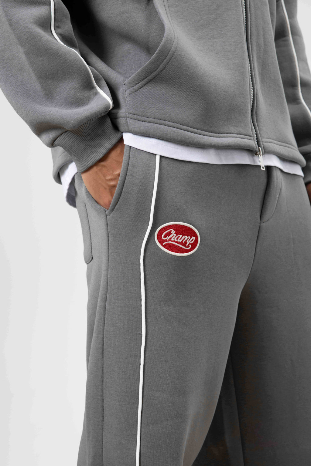 Çizgi Detaylı Oversize Eşofman Takım Füme