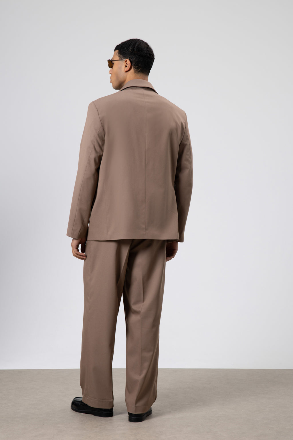 Oversize Kuşaklı Takım Elbise Vizon