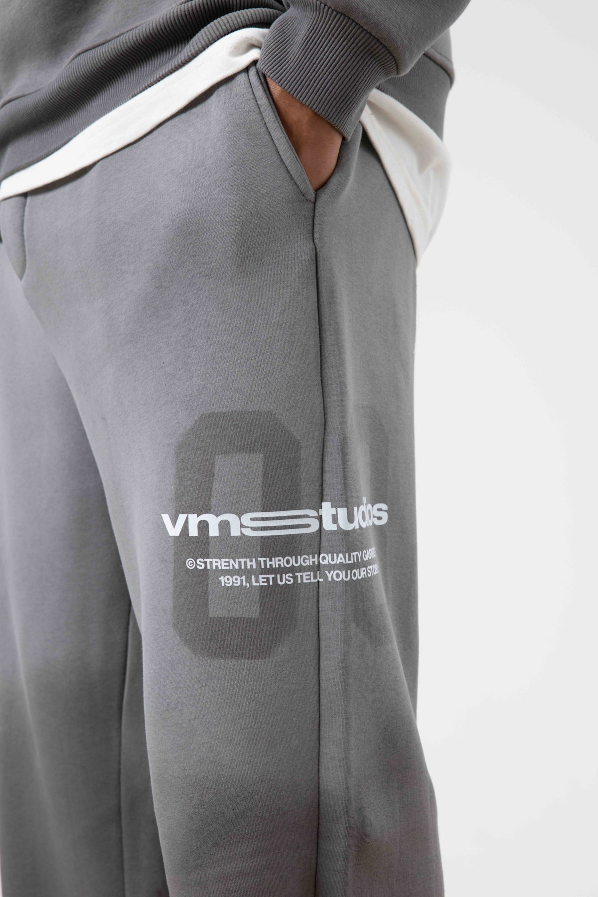 Oversize Baskılı Eşofman Takım Füme