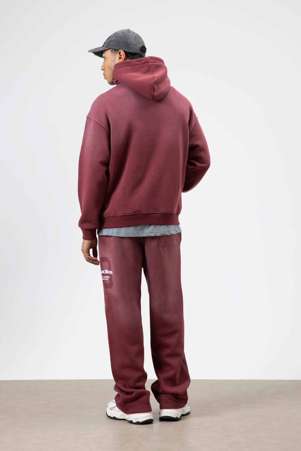 Oversize Baskılı Eşofman Takım Bordo