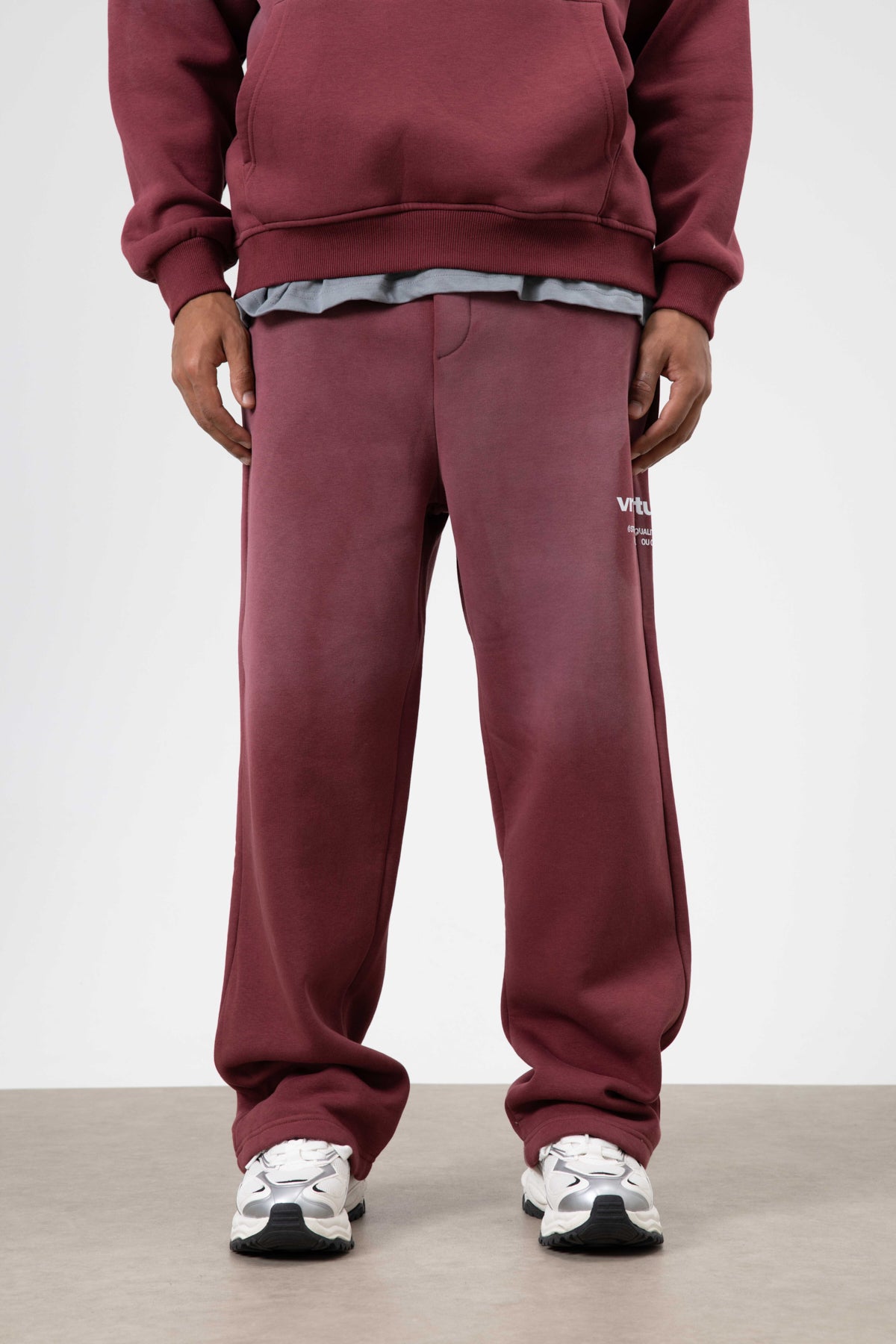 Oversize Baskılı Eşofman Takım Bordo