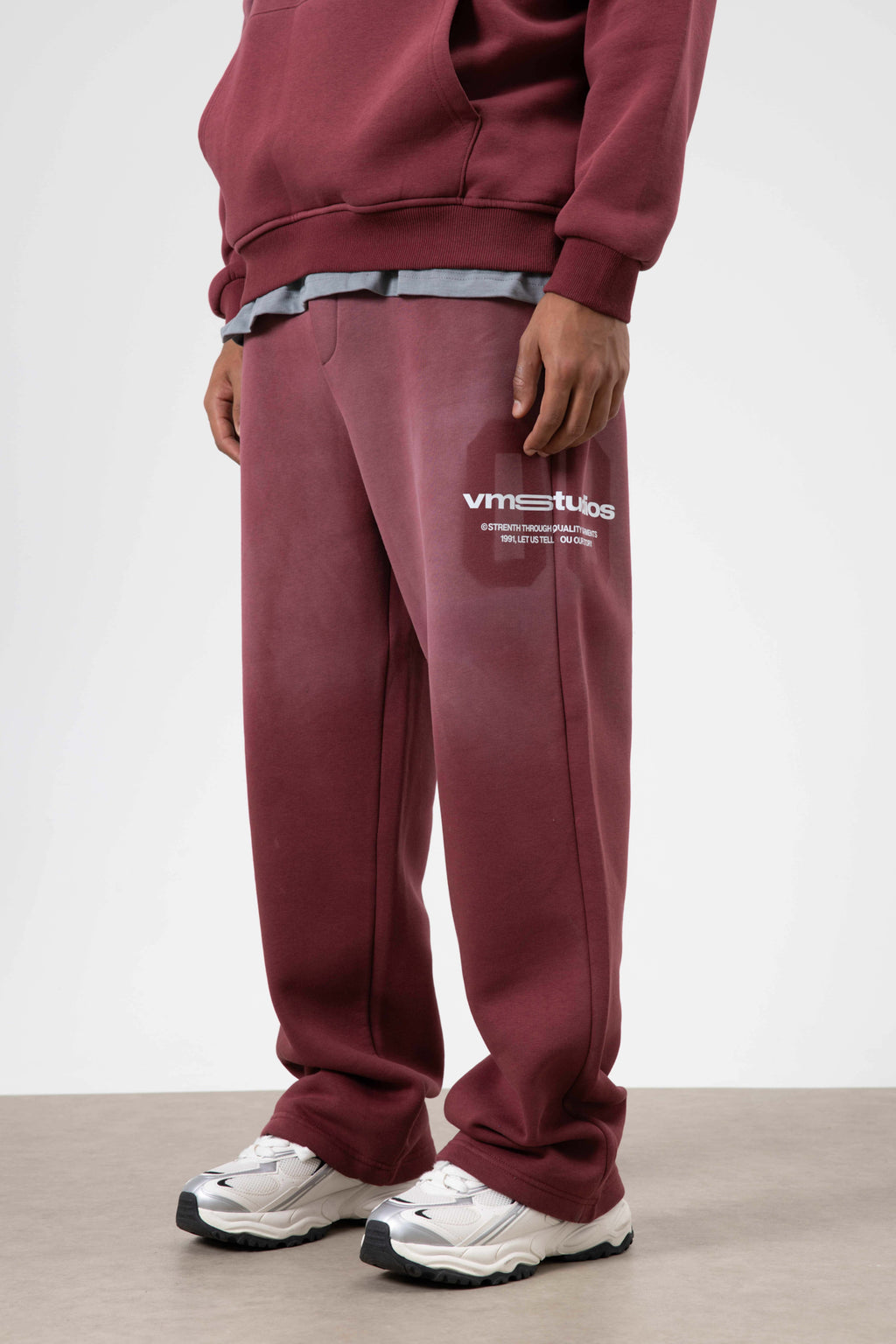 Oversize Baskılı Eşofman Takım Bordo