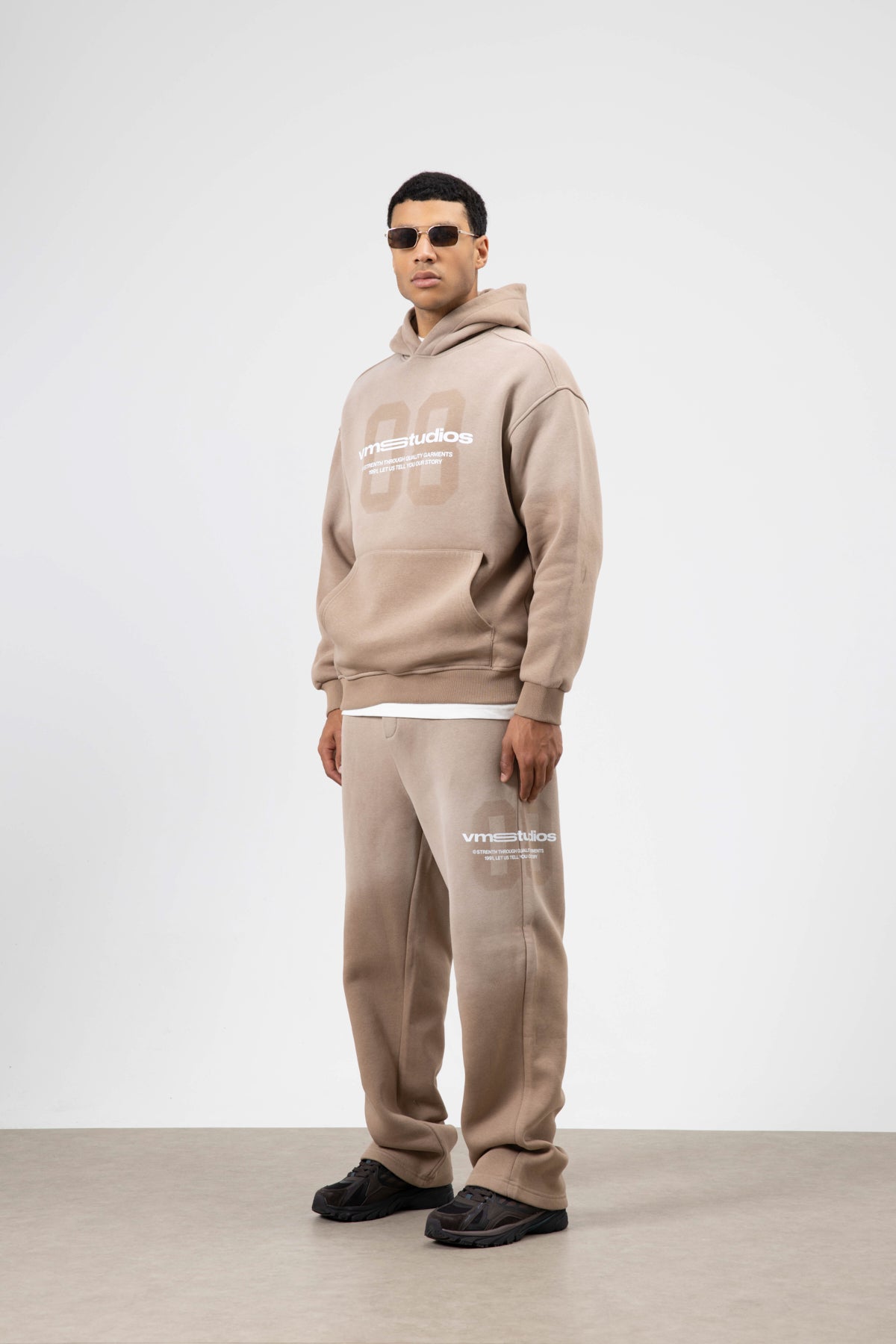 Oversize Baskılı Eşofman Takım Vizon