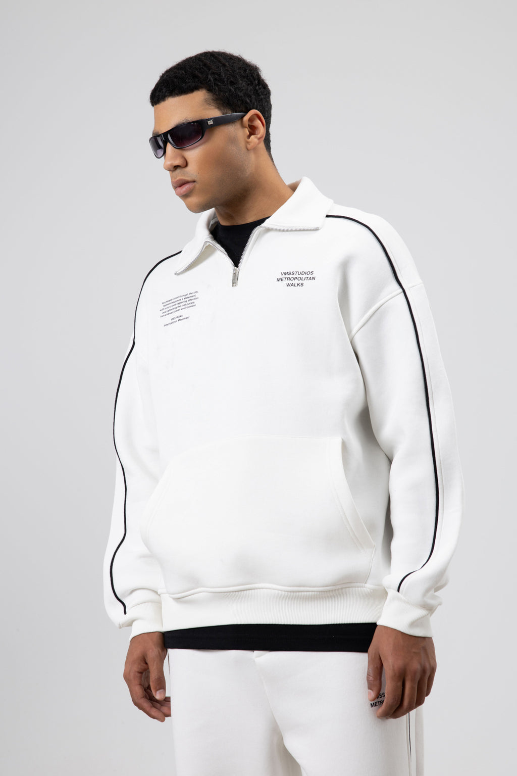 Çizgi Detaylı Oversize Eşofman Takım Ekru
