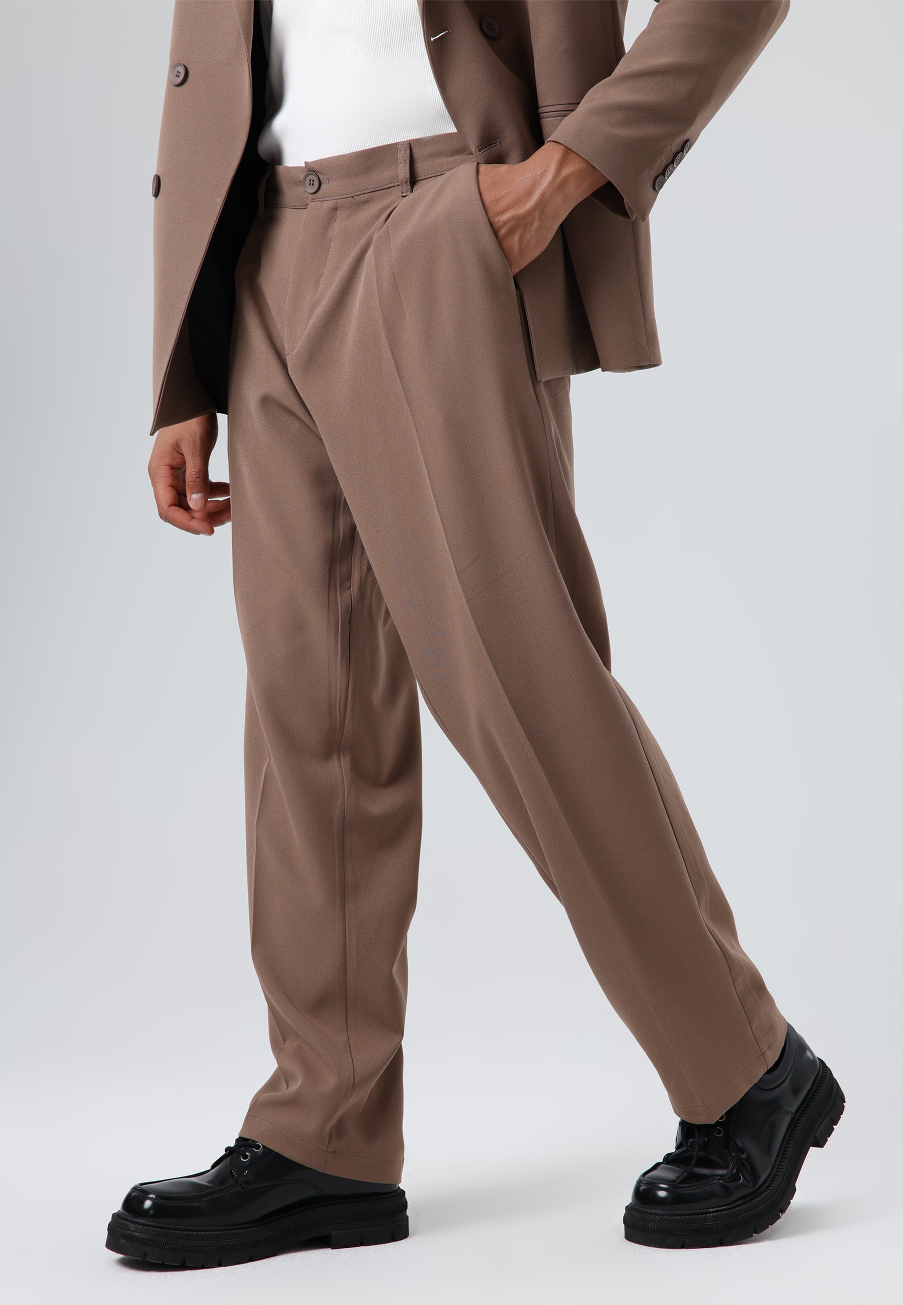 Oversize Kruvaze Takım Elbise Vizon