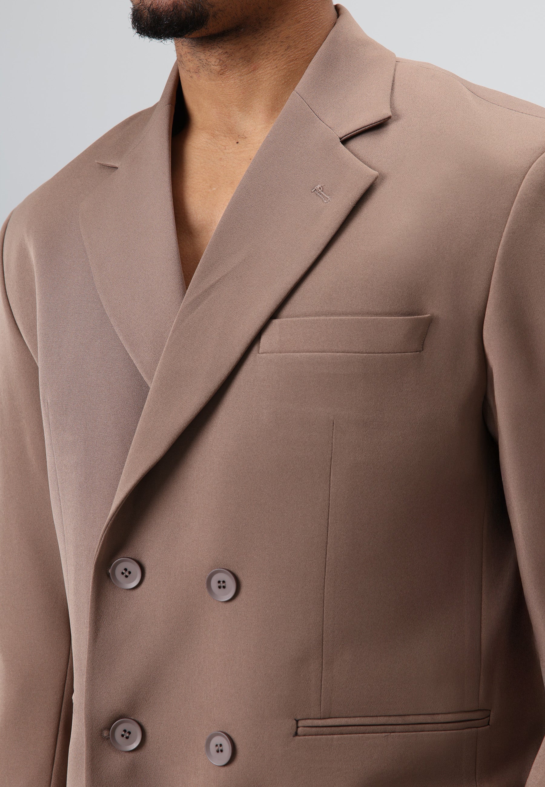 Oversize Kruvaze Takım Elbise Vizon