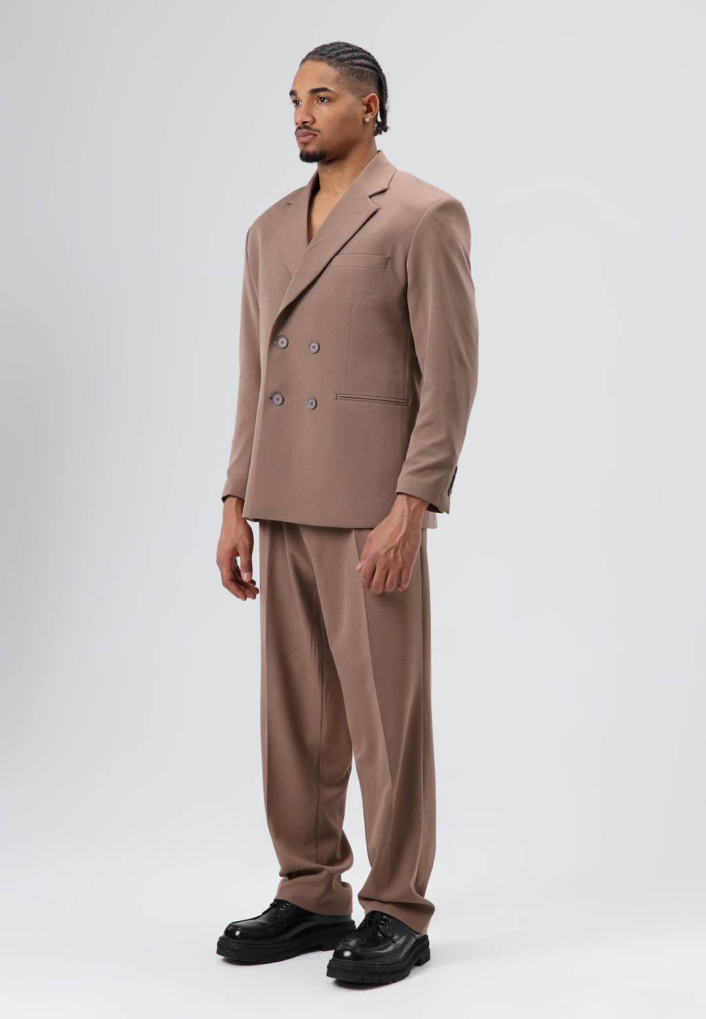 Oversize Kruvaze Takım Elbise Vizon